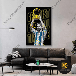 Lionel Messi Wall Art, Goat, Football Canvas Wall Art, Messi Wall Art, Roll Up Canvas, Stretched Canvas Art, Framed Wall