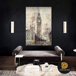 London Wall Art, Wall Decor, London Architecture Wall Art, Roll Up Canvas, Stretched Canvas Art, Framed Wall Art Paintin