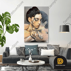 Love Portrait, Lover Canvas Art, Living Room Wall Decor, Surreal Wall Decor, Roll Up Canvas, Stretched Canvas Art, Frame