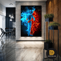 Love Wall Art, Couple Canvas Art, Sexy Wall Decor, Water And Fire Art Decor, Roll Up Canvas, Stretched Canvas Art, Frame