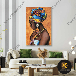 Model With Ethnic Scarf And Metal Earrings Roll Up Canvas, Stretched Canvas Art, Framed Wall Art Painting