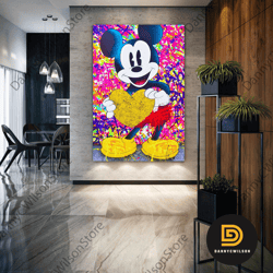 Mouse Wall Art, Colorful Canvas Art, Street Art, Grafitti Wall Decor, Roll Up Canvas, Stretched Canvas Art, Framed Wall