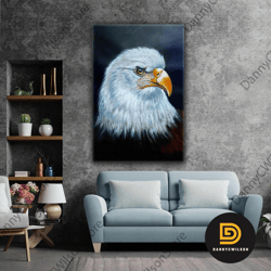 Oil Painting Effect Eagle Head Animal Nature Landscape Roll Up Canvas, Stretched Canvas Art, Framed Wall Art Painting