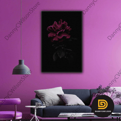 Red Rose Black Dark Decorative Roll Up Canvas, Stretched Canvas Art, Framed Wall Art Painting
