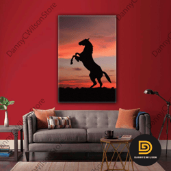 Rising Horse Sunset Nature Landscape Nobility Roll Up Canvas, Stretched Canvas Art, Framed Wall Art Painting