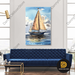 Sailboat Wall Art, Nature Canvas Art, Sea Wall Decor, Roll Up Canvas, Stretched Canvas Art, Framed Wall Art Painting