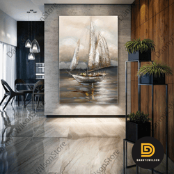 Sailboat Wall Art, Luxury Wall Art, Nature Wall Art, Living Room Wall Decor, Roll Up Canvas, Stretched Canvas Art, Frame