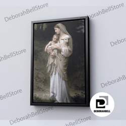 Beautiful Image Of The Blessed Mother On Canvas or Poster Handmade Canvas, Decorative Art Work Mother Mary With Child an
