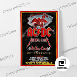 acdc music gig concert canvas, classic retro rock vintage wall art print picture decor canvas canvas, framed canvas read