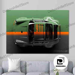 Green Porsche 911 Carrera Wall Art Super Car,Green Porsche 911 Canvas Print,Porche Living Room Decor Sport Car Canvas, W
