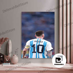 lionel messi world cup canvas canvas wall art, messi signature and world cup canvas, football cup ready to hang football