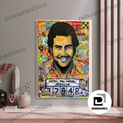 Pablo Escobar Canvas Wall Art, Narcos Wall Art, Escobar Canvas Wall Art, Framed Canvas Ready To Hang