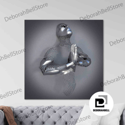 wall art 3d metallic canvas, trendy canvas, 3d human printed, framed canvas ready to hang