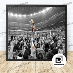 2022 World Cup Champions, Lionel Messi Canvas, Argentina Football Canvas, Canvas Canvas Home Deco Living Room No Frame-1