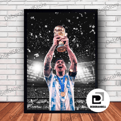 lionel messi canvas, 2022 world cup champions,football canvas, canvas canvas home deco living room no frame, framed canv