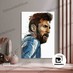 wall art  lionel messi world cup canvas canvas wall art, messi signature and world cup canvas, football cup ready to han