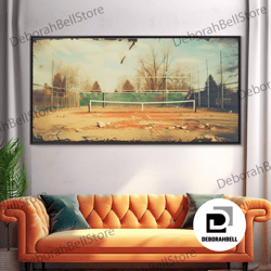 framed canvas ready to hang, an abandoned tennis court - old found footage photography - framed canvas print - urban dec