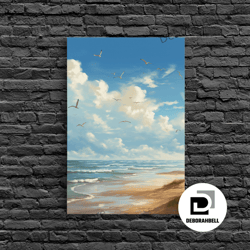 Framed Canvas Ready To Hang, Beach Wall Print, Ocean Wall Art, Seashore, Seascape Art, Canvas Print, Wall Art, Vertical