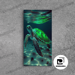 Framed Canvas Ready To Hang, Cute Sea Turtles Swimming In The Ocean, Sea Turtle Wall Decor, Framed Canvas Print