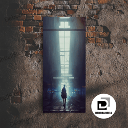 Framed Canvas Ready To Hang, Cyberpunk Android In An Abandoned City, Dystopian Post Apocalyptic Art, Framed Canvas Print