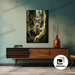 Framed Canvas Ready To Hang, Deer Wall Art, Animal Wall Art, Wildlife Art, Canvas Print, Wall Art, Vertical Art, Country