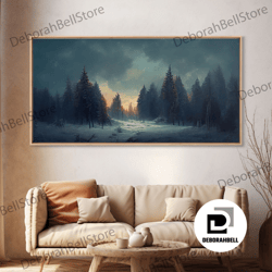 Framed Canvas Ready To Hang, Dreamy Landscape Painting Canvas Print, Country Side, Farmhouse Decor, Beautiful Scenic Wal