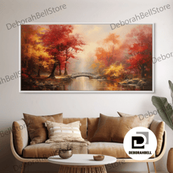 Framed Canvas Ready To Hang, Fall Centerpiece, Beautiful Forest In Early Autumn, Landscape Framed Canvas Print Painting,