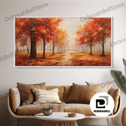 Framed Canvas Ready To Hang, Fall Decor, Beautiful Forest In Early Autumn, Landscape Framed Canvas Print Painting, Wall