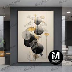 abstract floral decorative canvas art, black and white flowers print wall art, floral canvas wall decor, flowers art pri