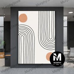 abstract art wall canvas bohemian style, neutral abstract prints, abstract canvas painting, black striped picture art