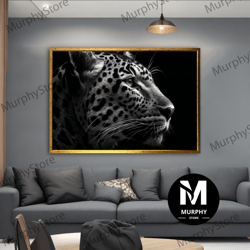 black and white tiger canvas painting, tiger print canvas, black tiger wall art, wild tiger canvas, animals canvas