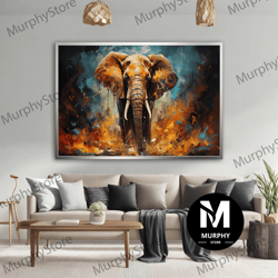 colorful elephant canvas painting, huge elephant wall art print on canvas, wildlife elephant canvas print, abstract anim
