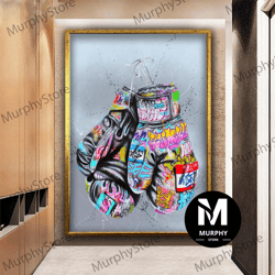 graffiti boxing gloves canvas wall art, boxing gloves decor, street graffiti wall art, banksy wall art canvas, graffiti