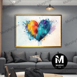 heart giraffiti canvas print, colorful heart canvas print, street art love gift, heart wall art, graffiti wall decor