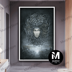 medusa head canvas art, medusa wall art, ancient greek mythology art, snake head abstract canvas painting, modern home d