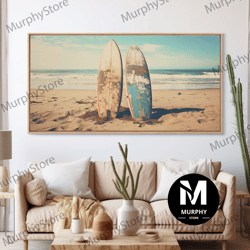 decorative wall art, abandoned surfboards on miami beaches in the 1980s - framed canvas print - photography print - vapo