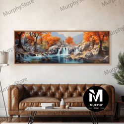 decorative wall art, beautiful fall centerpiece wall art, framed canvas print, autumn landscape watercolor painting, min