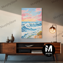 decorative wall art, colorful sunset wall art, beach wall print, seascape art, nature print, canvas print, wall art, ver