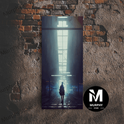 Decorative Wall Art, Cyberpunk Android In An Abandoned City, Dystopian Post Apocalyptic Art, Framed Canvas Print, Ready