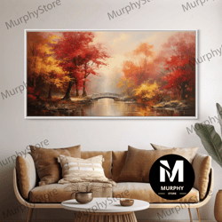 Decorative Wall Art, Fall Centerpiece, Beautiful Forest In Early Autumn, Landscape Framed Canvas Print Painting, Wall Ar