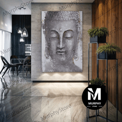 Buddha Statue Wall Art, Meditation Canvas Art, Yoga Wall Art Decor, Decor Roll Up Canvas, Stretched Canvas Art, Framed W