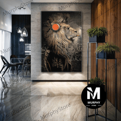 Cool Lion In Jacket Listening To Music Roll Up Canvas, Stretched Canvas Art, Framed Wall Art Painting
