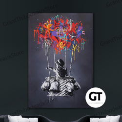 Decorative Wall Art, Decorate The Living Room, Bedroom and Workplace, Banksy Balloon Canvas, Balloon Poster, Banksy Roll
