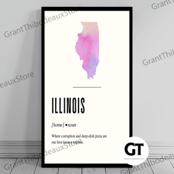 Decorative Wall Art, Decorate The Living Room, Bedroom and Workplace, Funny Illinois Definition Print  Illinois Canvas