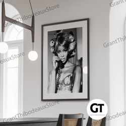 Decorative Wall Art, Decorate The Living Room, Bedroom and Workplace, Naomi Campbell Canvas, Black and White Fashion Art