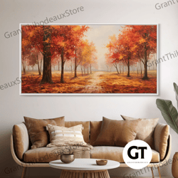 Fall Decor, Beautiful Forest In Early Autumn, Landscape Framed Decorative Wall Art Painting, Wall Art, Wall Decor, Autum
