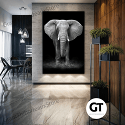 Elephant Wall Art, African Wild Life Wall Decor, Animal Canvas Art, Roll Up Canvas, Stretched Canvas Art, Framed Wall Ar