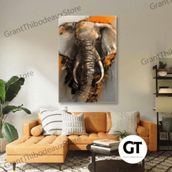 elephant wall art, modern canvas art, animal wall decor, roll up canvas, stretched canvas art, framed wall art painting