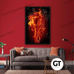 Fire Couple Hugging Each Other Love Roll Up Canvas, Stretched Canvas Art, Framed Wall Art Painting