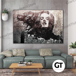 Graffiti Woman Head Drawing Street Art Roll Up Canvas, Stretched Canvas Art, Framed Wall Art Painting